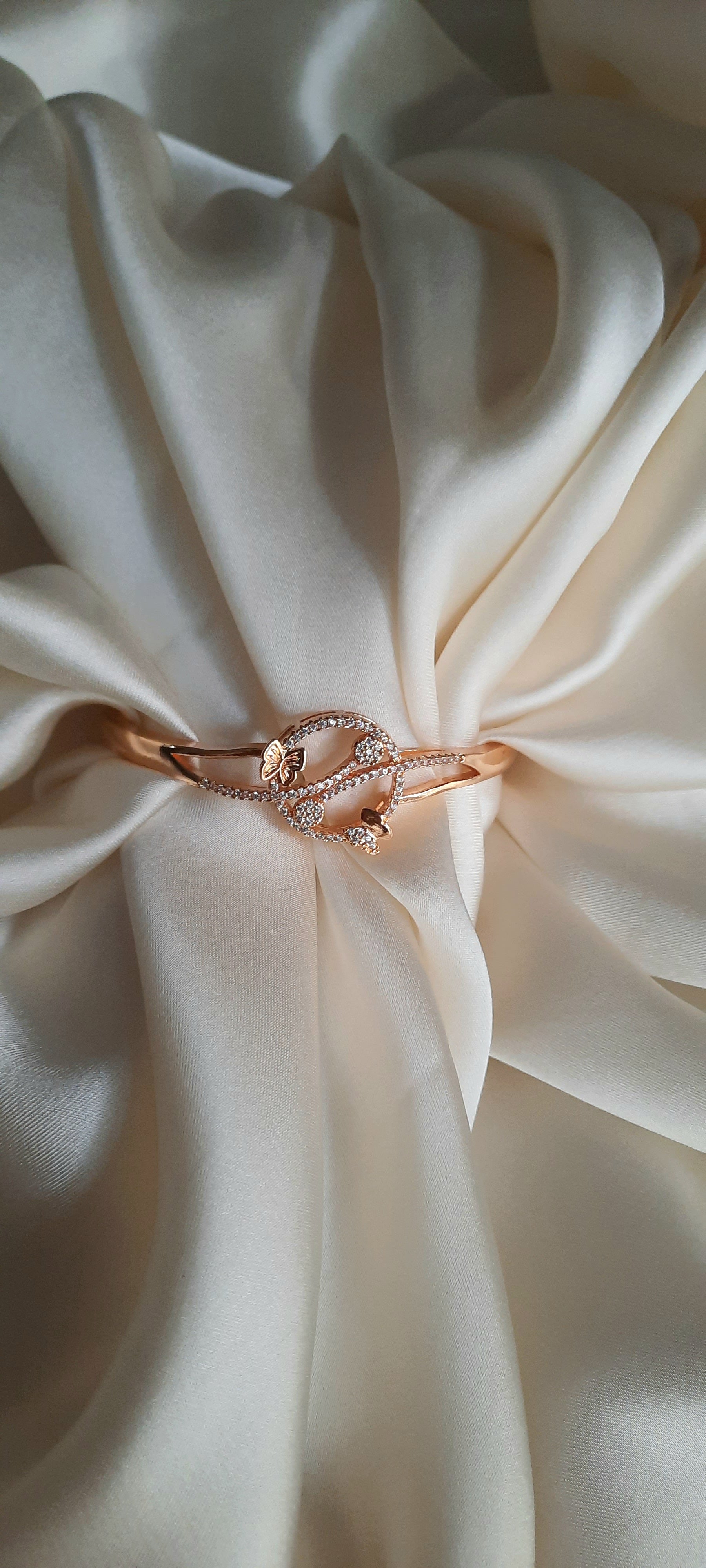 Butterfly And Floral Cuff Bangle