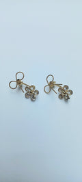 Bow And Flower Charm Jacket Earring