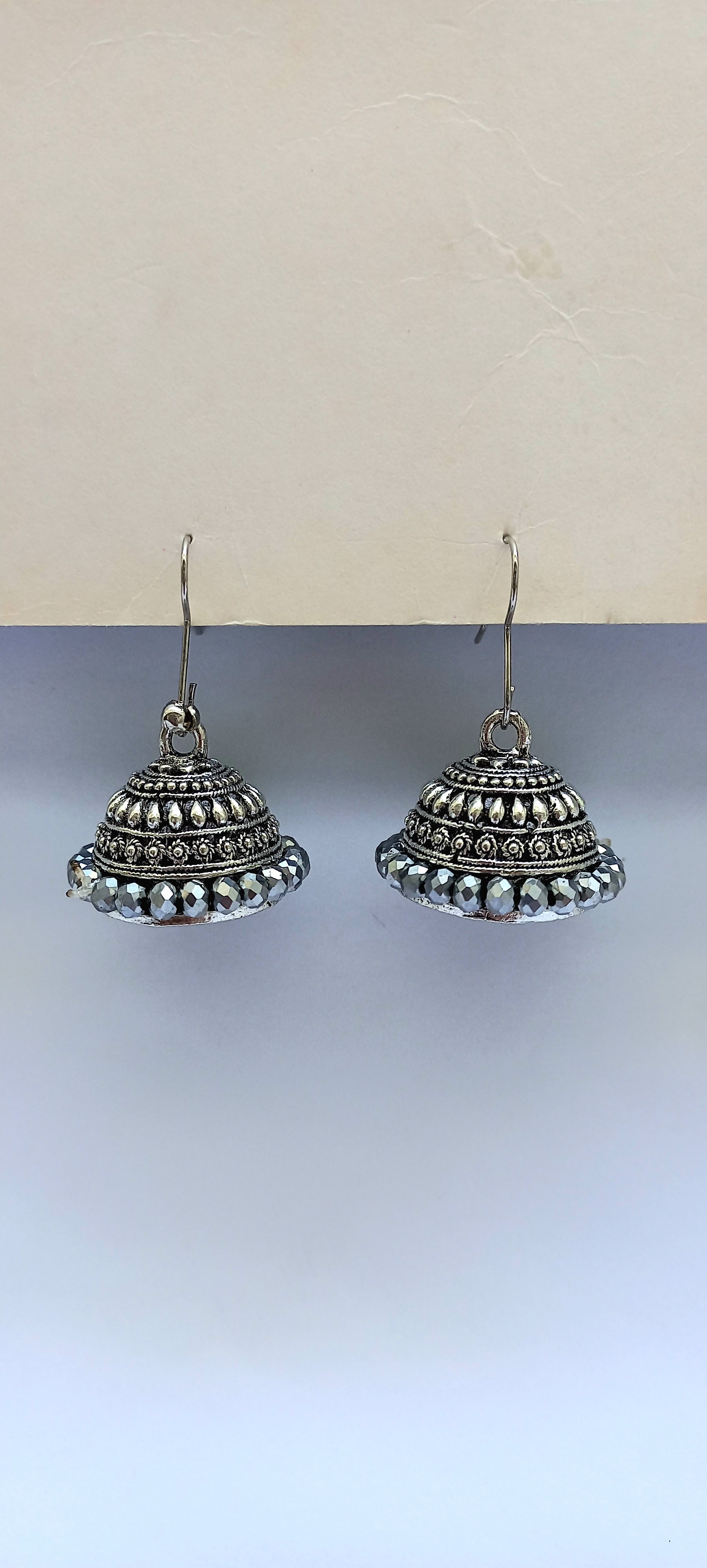 Oxidized Small Jhumka - Silver